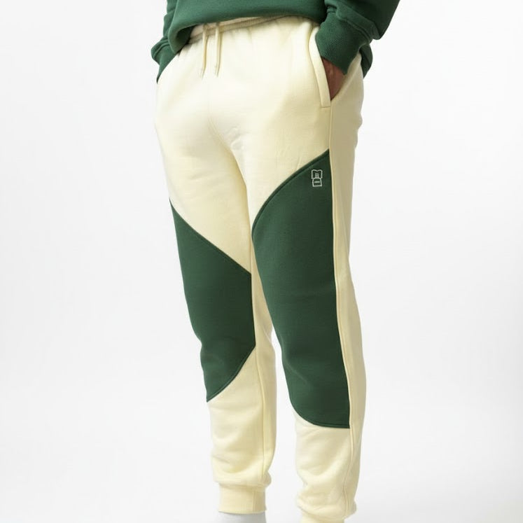 The Paneled Joggers | Cream & Forest