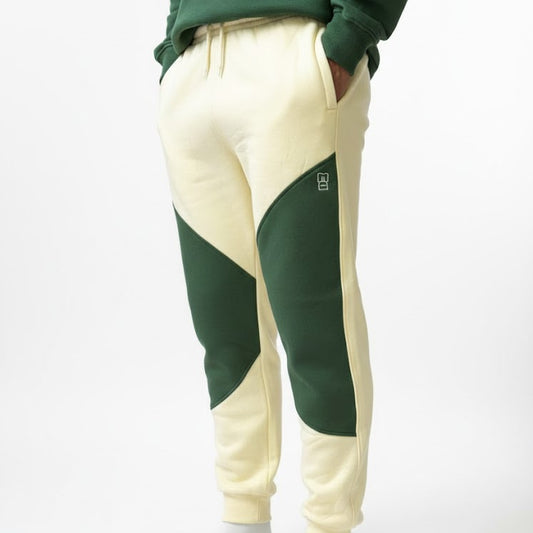The Paneled Joggers | Cream & Forest